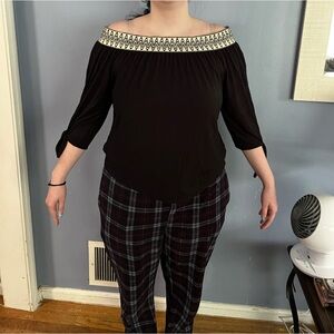 Kim & Cami Black Large Off the Shoulder Top